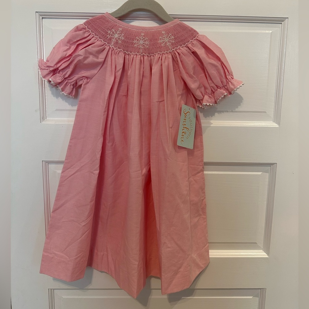 NWT Pink Snowflake Smocked Dress